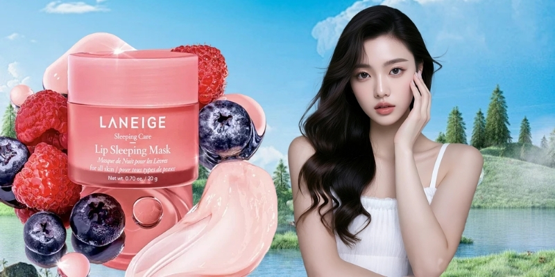 Người dùng thoa mặt nạ ngủ Laneige trước khi ngủ